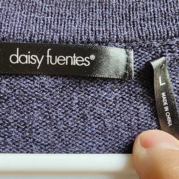 Daisy Fuentes Long Sleeve Navy Blue Scoop Neck Baby Doll Sweater Size Large - Picture 8 of 16